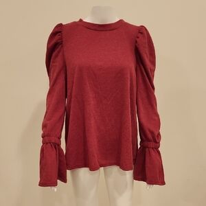 Ces Femme red Puff Sleeve Blouse